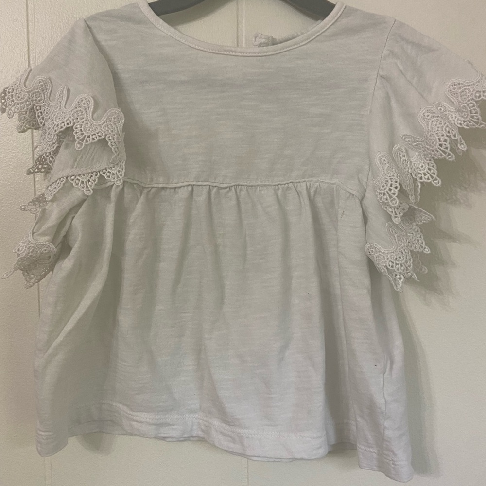 Carters white, lace detailed sleeve 3T
